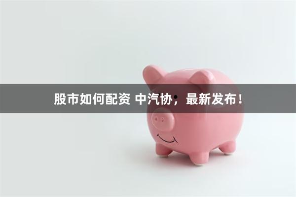 股市如何配资 中汽协，最新发布！